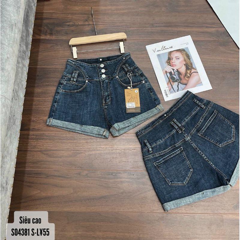 Quần short jeans nữ lưng cao 3 nút mẫu mới - S0438