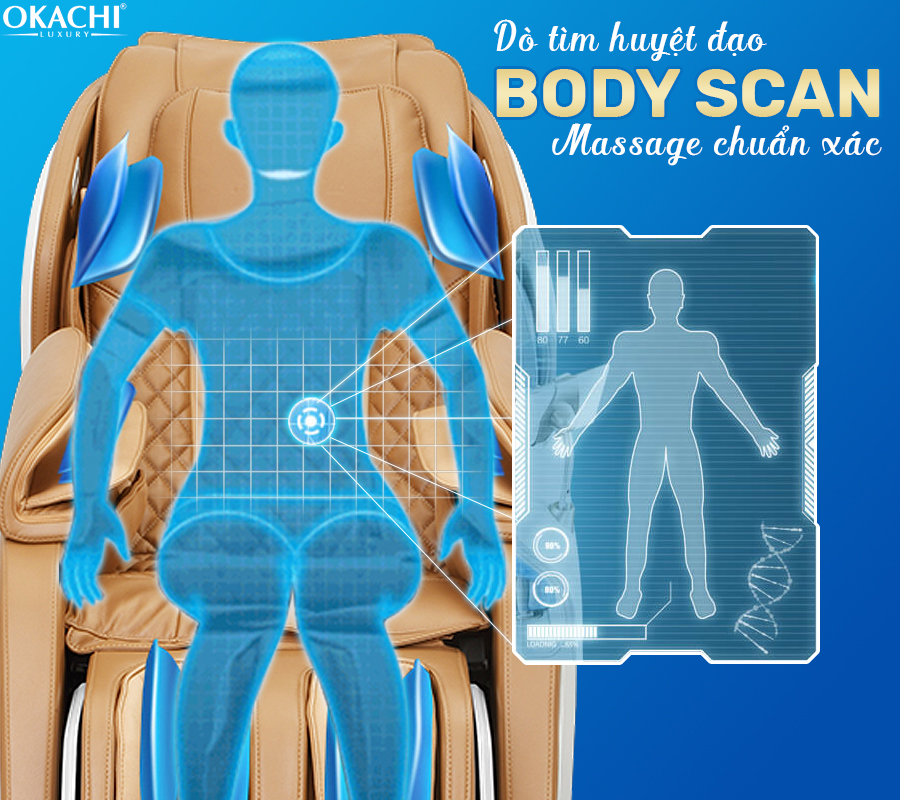 Ghế massage toàn thân OKACHI JP-i60 Plus ( Vàng Gold)