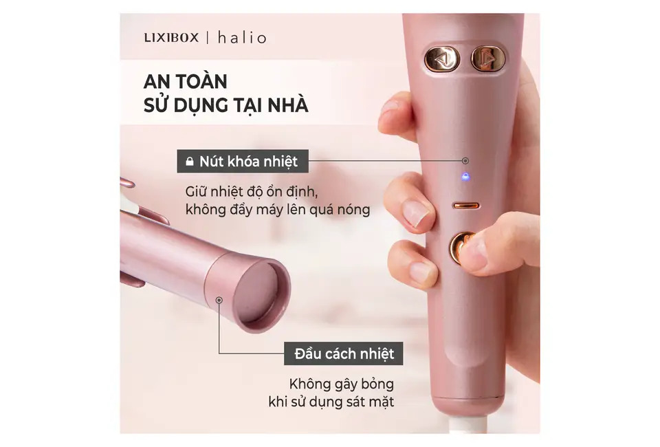 Máy uốn tóc tự xoay ion âm Halio Auto Rotating Hair Curler - Tự động xoay - Tạo kiểu tóc bóng mượt - Cân bằng độ âm - Hàng chính hãng