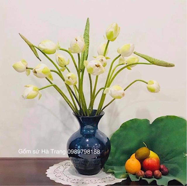 Lọ hoa gốm sứ Bát Tràng cao cấp dáng giỏ cua size 2 cao 29cm