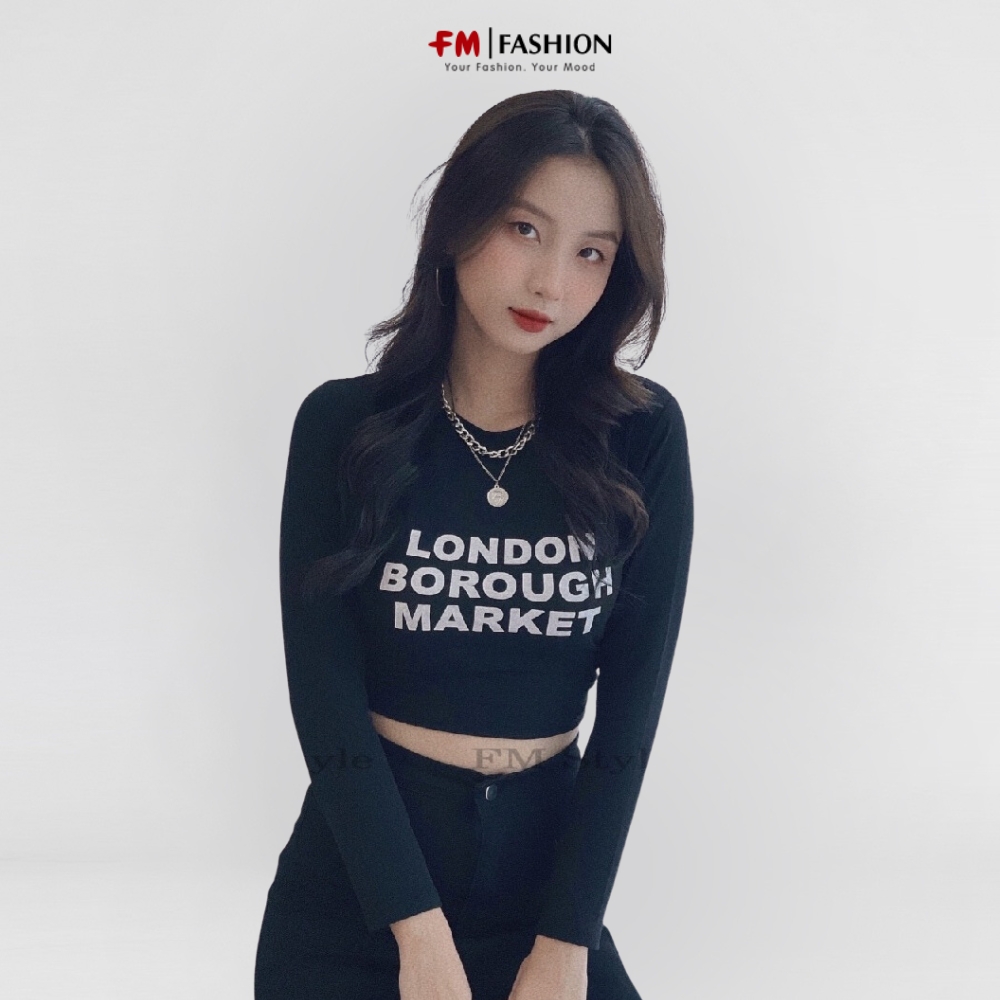 Áo thun croptop dài tay FM Style chất thun mềm mại co giãn dành cho nữ phong cách Hàn Quốc 207220059