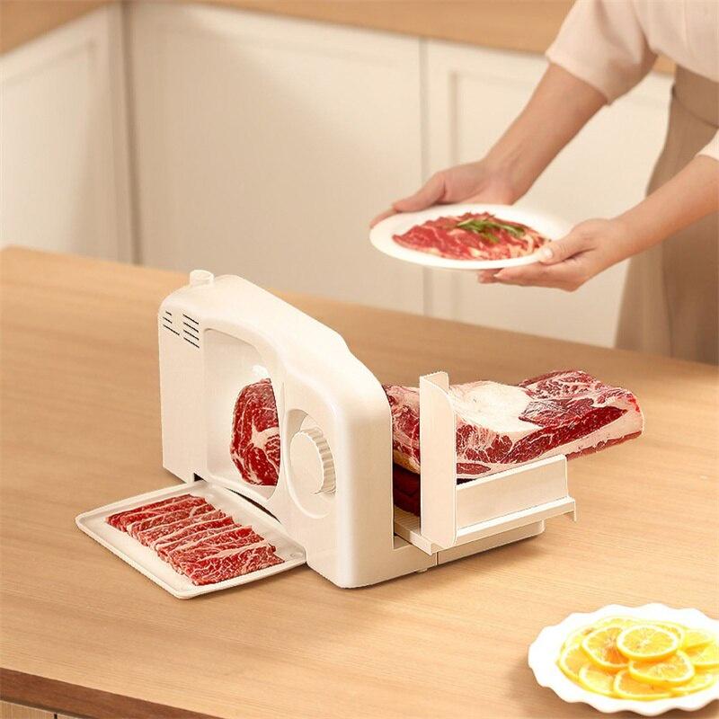 Máy Cắt Thái Thịt Tươi Điều chỉnh độ dày thịt Cutting  Meal Machine Công Nghệ Đức 150W