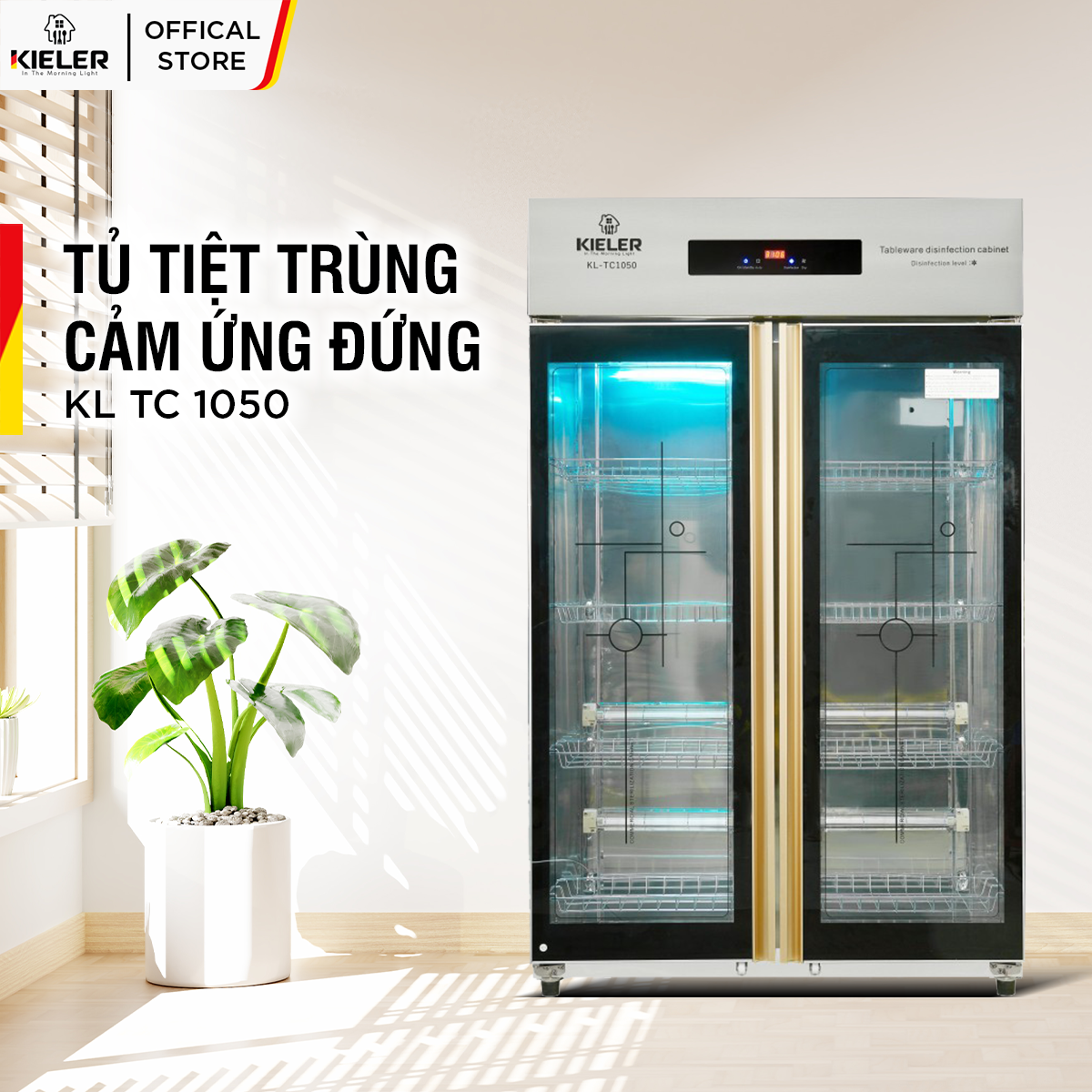 Tủ tiệt trùng cảm ứng Kieler KL-TC1050 khử trùng liên tục 24 giờ bằng ozone và tia UV dùng cho hộ gia đình, chung cư - Hàng Chính Hãng