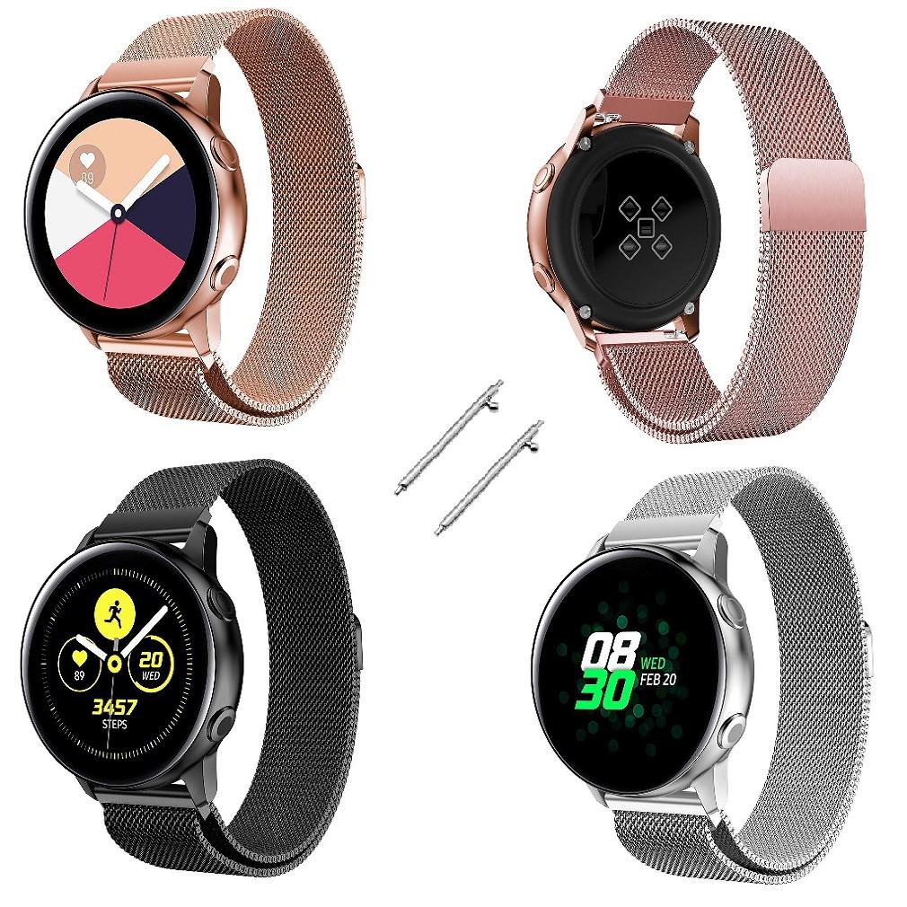 Dây Đồng Hồ 20mm Thép Lưới Nam Châm Cho Đồng Hồ Samsung Galaxy Watch Active 2, Active, Galaxy Watch 42mm