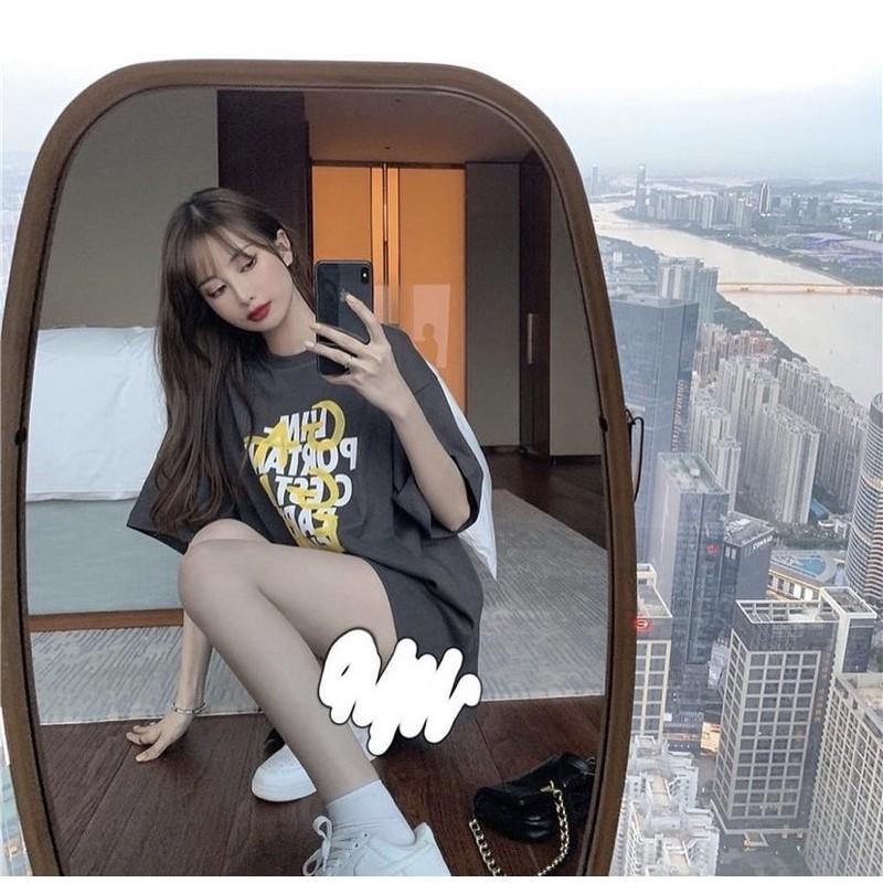 ÁO THUN XÁM HOẠ TIẾT TYPO TAY LỠ FREESIZE