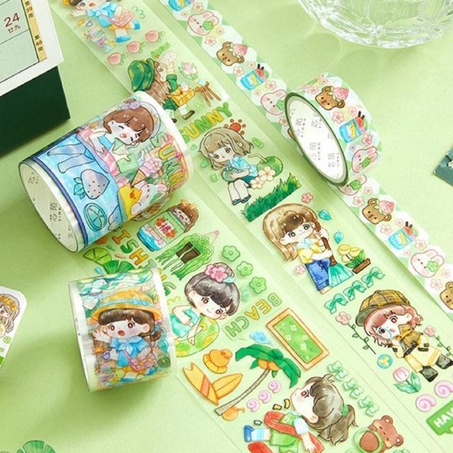 Set 3 Cuộn Băng Dính Washi Dễ Thương Dùng Trang Trí Album Thủ Công
