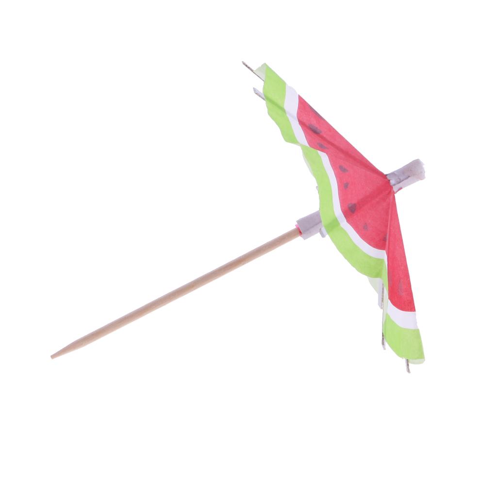 2x140 Pieces Hawaiian Watermelon Umbrella Cocktail Sticks Picks Party Supplies