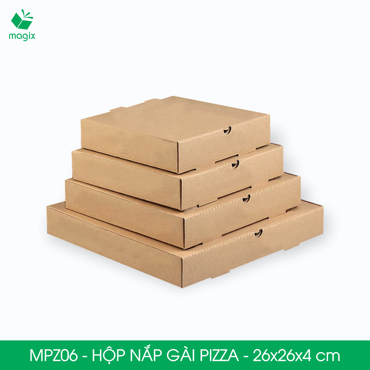 MPZ06 - 26x26x4 cm - 20 Hộp nắp gài pizza đa dụng - Hộp nắp gập, hộp carton gói hàng, hộp quà