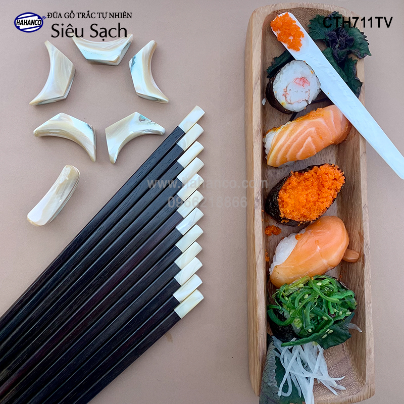 Đũa gỗ trắc vuông đầu ốc biển New Zealand Hàng VIP - đũa gỗ tự nhiên siêu sạch - an toàn cho sức khỏe - CTH711TV - Chopstick of HAHANCO