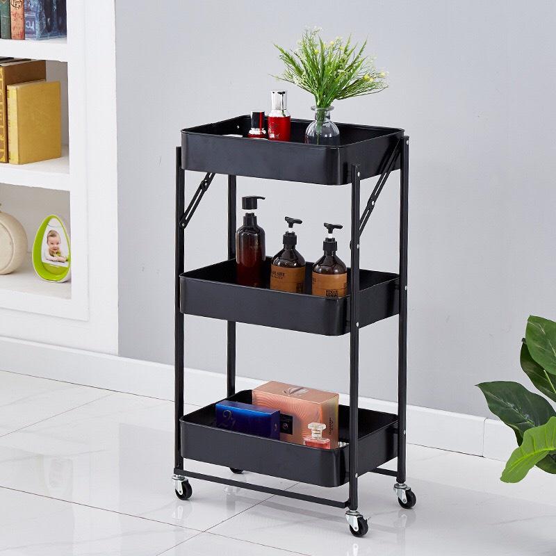 Kệ xe đẩy 3 Tầng bằng sắt GẤP GỌN, kệ đa năng