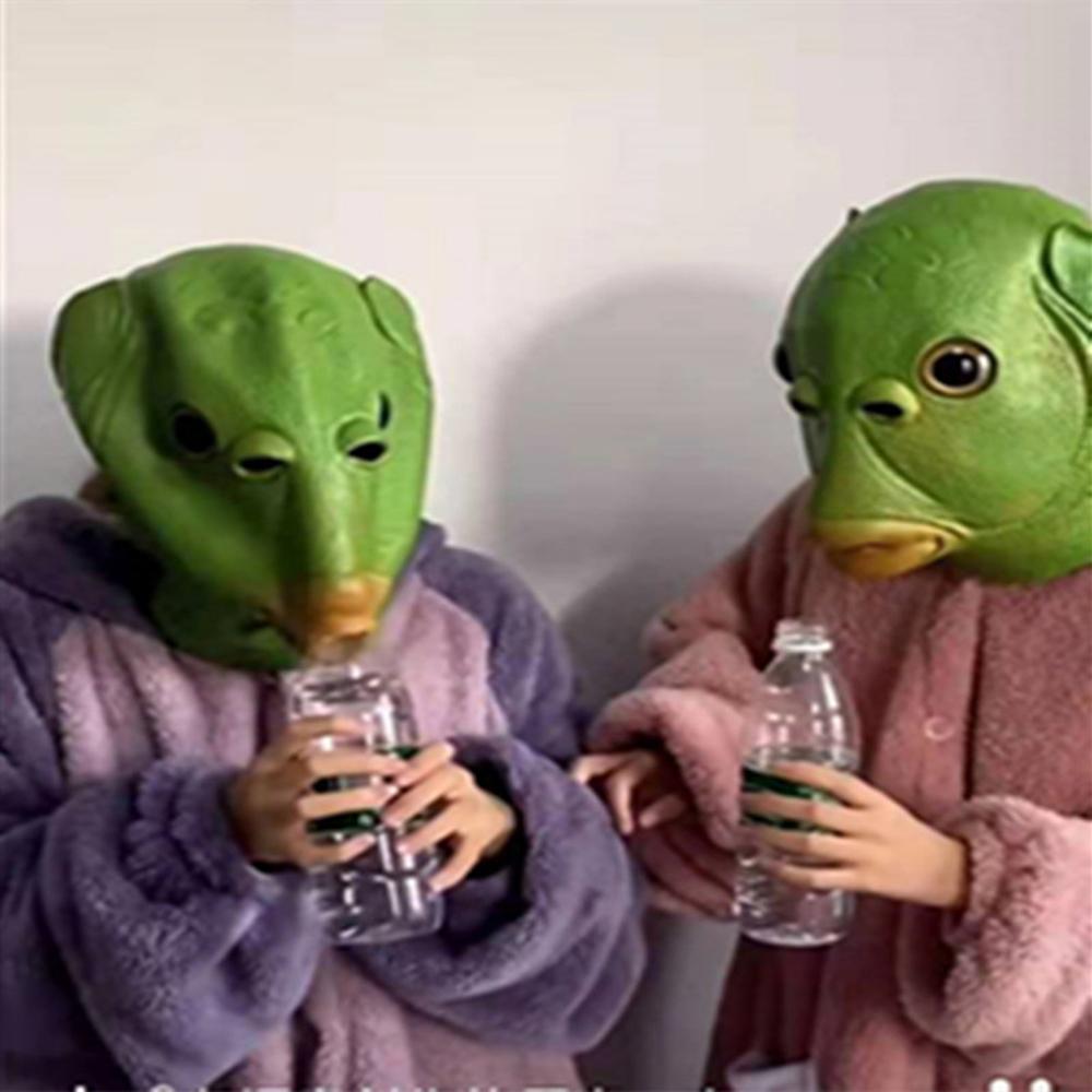 Mặt nạ đội đầu hình nàng tiên cá màu xanh lá cây ngộ nghĩnh,bằng cao su trọng lượng nhẹ,