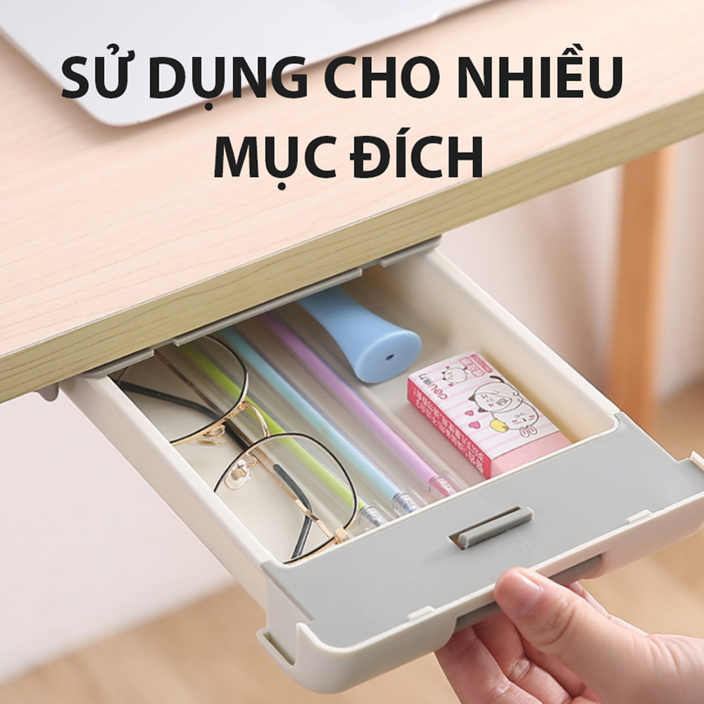 Hộp Đựng Bút Gắn Bàn Làm Việc Khay Đựng Đồ Gắn Dưới Bàn Làm Việc Giúp Cất Giữ Gọn Gàng - Loại Cao Cấp