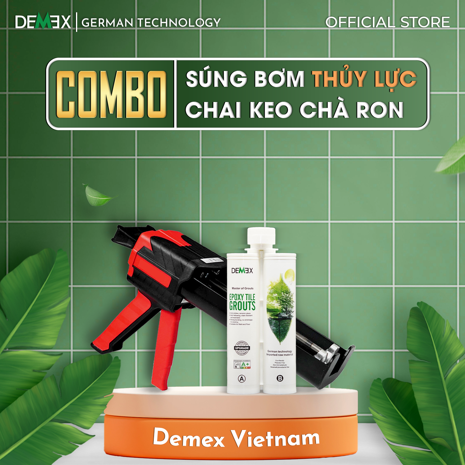 Combo 1 Súng Thủy Lực, 1 Chai Keo Chà Ron DEMEX (Không Chứa 3 Chất Hóa Học Gây Ung Thư, Bảo Vệ Môi Trường)