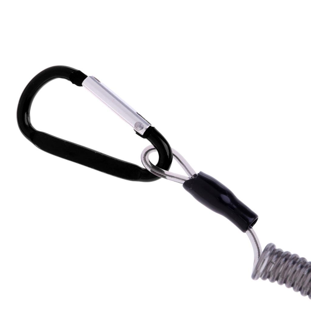 Booms Fishing Coiled Lanyard or Safety Rope Wire Steel Inside 27cm