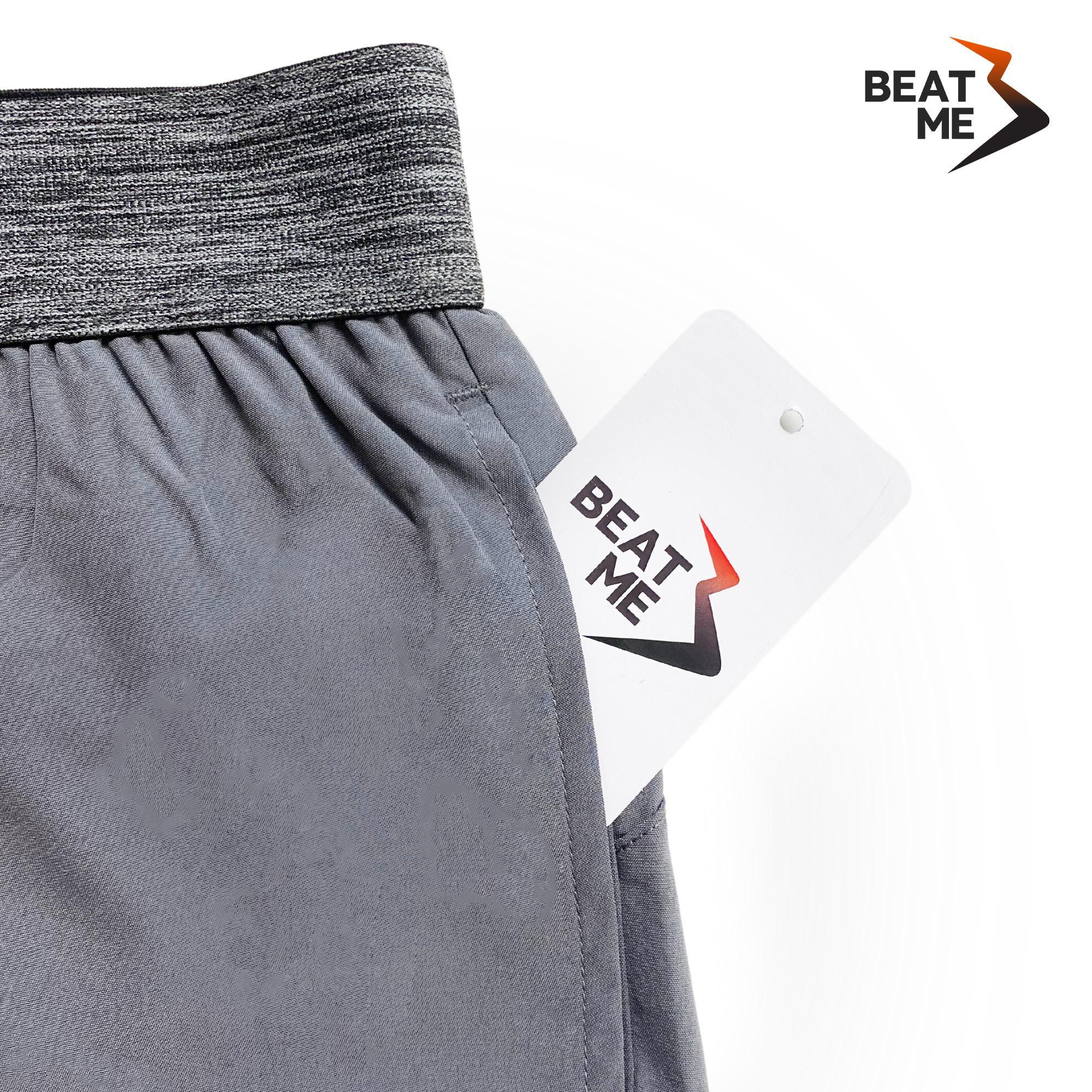 Quần Đùi Nam Thể Thao Tập Gym Màu Xám Beatme Vải Trơn Lưng Chun Bản To Mau Khô Thấm Hút Mồ Hôi Ngắn Trên Gối Mùa Hè