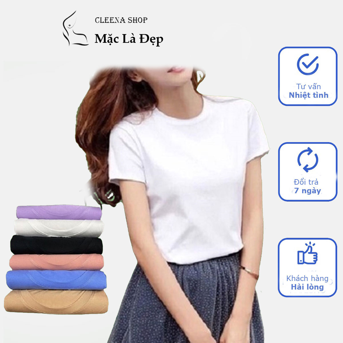 Áo Thun Nữ Trơn Dáng Ôm Nhẹ Chất Liệu Premium Cotton 4 Chiều Màu Trắng Đen Thấm Hút Thoáng Mát