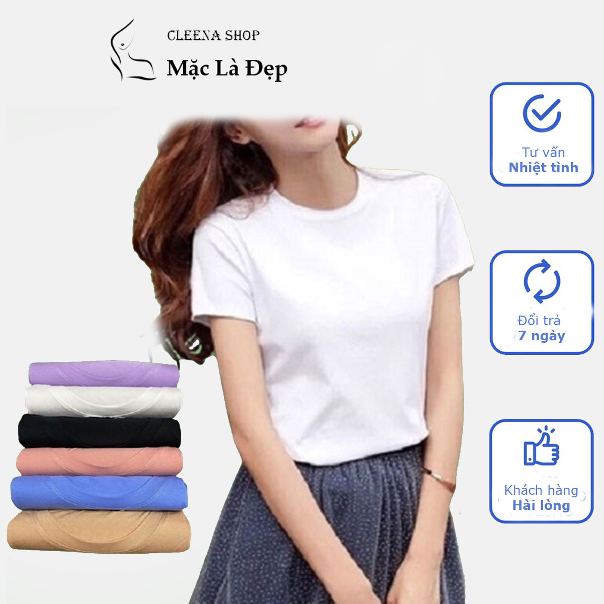 Áo Thun Nữ  Trơn Dáng Ôm Nhẹ Chất Liệu Premium Cotton 4 Chiều Màu Trắng Đen Thấm Hút Thoáng Mát