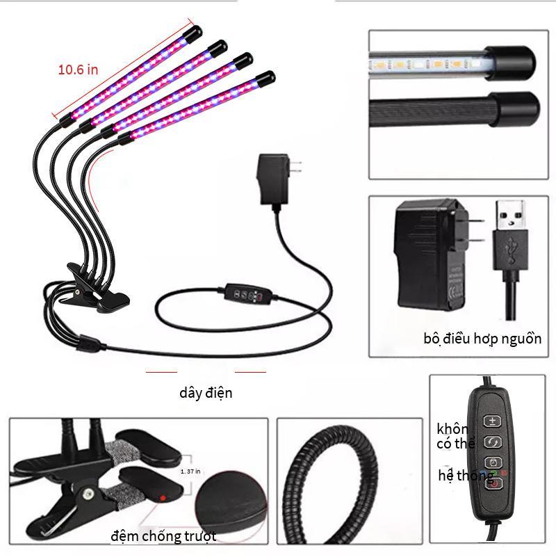 Phong cách mới nhất Amazon đèn trồng hoa bán chạy bốn đầu đèn trồng cây quang phổ đầy đủ mọng nước lấp đầy ánh sáng đèn led clip