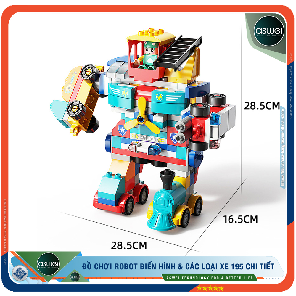 Robot Biến Hình - 195 Chi Tiết, Chất Liệu ABS Cao Cấp - Đồ Chơi Lắp Ráp ASWEI Khám Phá Và Phát Triển Trí Tuệ Cho Bé - Hàng Chính Hãng