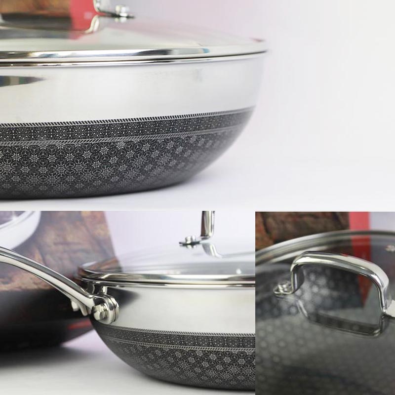 Chảo sâu lòng chống dính 2 mặt Inox 3 lớp đúc liền Kimscook Noon Song 28cm đáy từ kèm vung kính