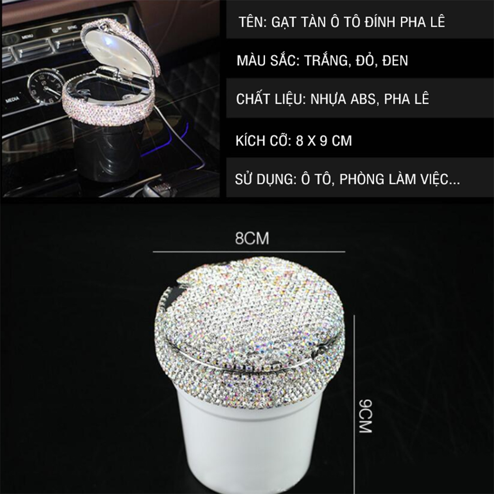 Gạt Tàn Ô Tô Đính Pha Lê (Có Led) (Giao Mẫu Ngẫu Nhiên)