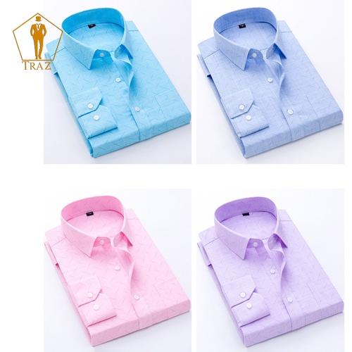 Áo Sơ Mi Nam Họa Tiết Karo Trung Niên TRAZ Dài, Ngắn Tay Vải Cotton