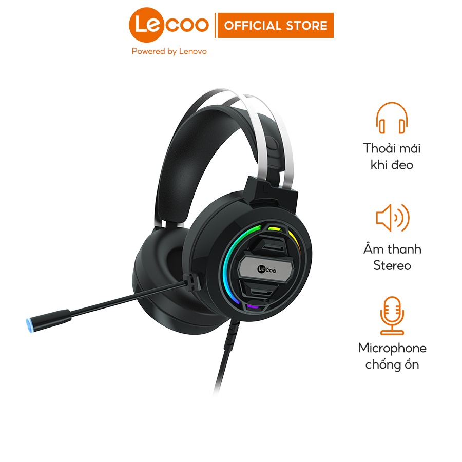 Tai nghe gaming có dây Lecoo HT401, có mic và đèn LED - BH 12 tháng, Hàng nhập khẩu