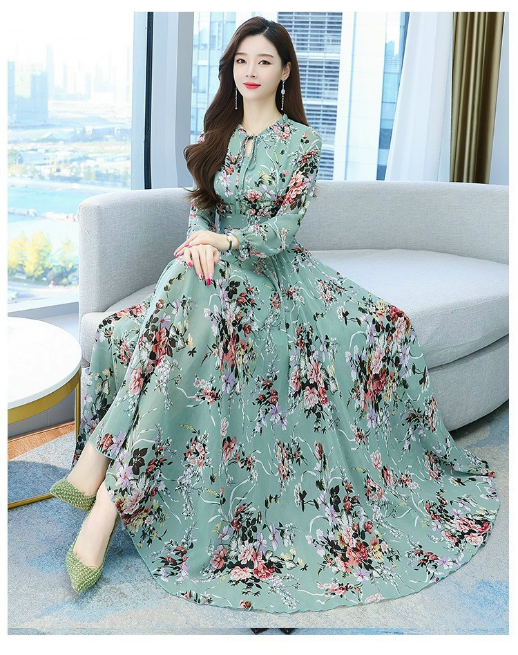 ĐẦM MAXI VOAN HOA TAY DÀI