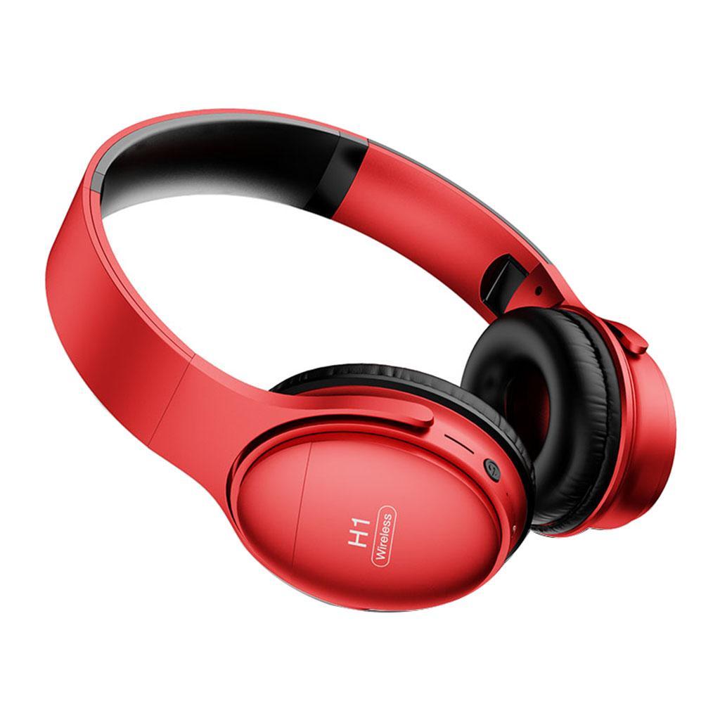 Over Ear Wireless Headphones Deep Bass Noise Cancelling Headset with Mic Red