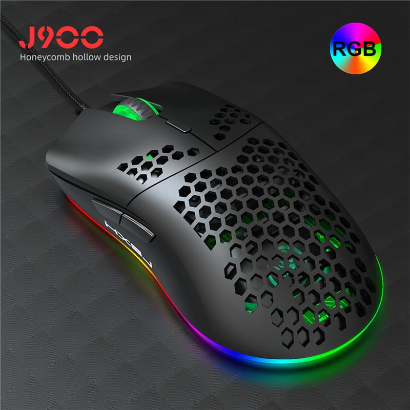 J900 USB Chuột Chơi Game Có Dây RGB Với 6 Điều Chỉnh DPI Tổ Ong Rỗng Thiết Kế Kiểu Dáng Công Thái Học Dành Cho Máy Tính Để Bàn Laptop
