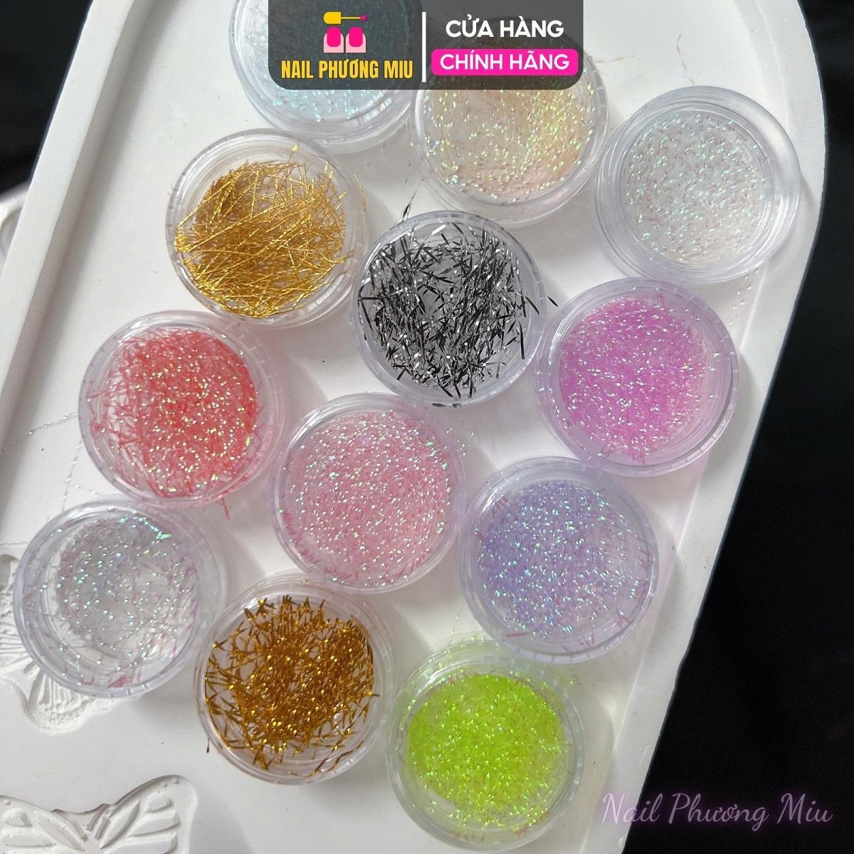 Set Sợi Chỉ Kim Tuyến 12 Ô, Chất Liệu Mịn Đa Dạng Màu Sắc, Dành Cho Thợ Làm Nail, Tạo Hiệu Ứng Sang Trọng Nữ