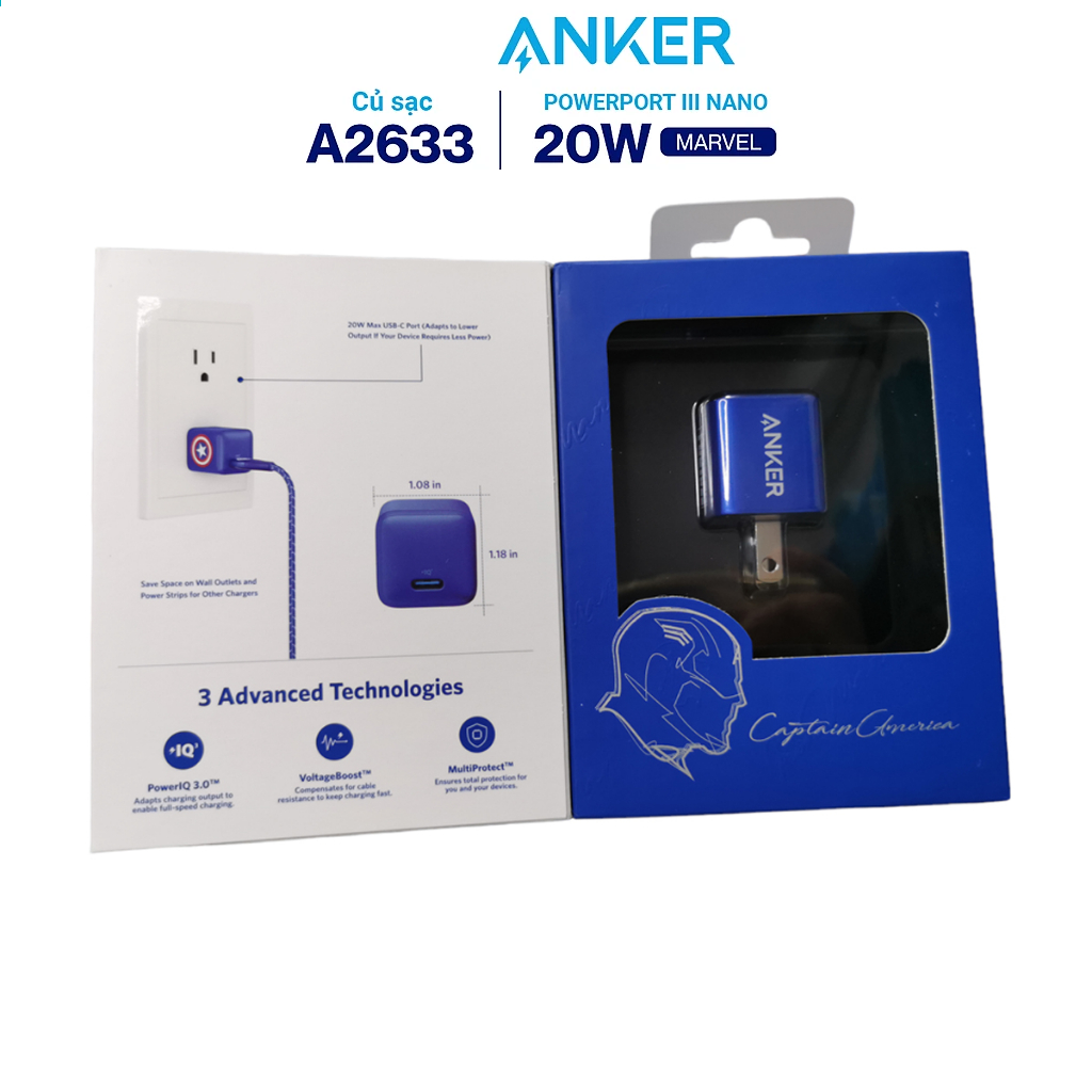 Sạc AN.KER PowerPort III Nano 20W Phiên Bản Marvel Giới Hạn - AN KER A2633