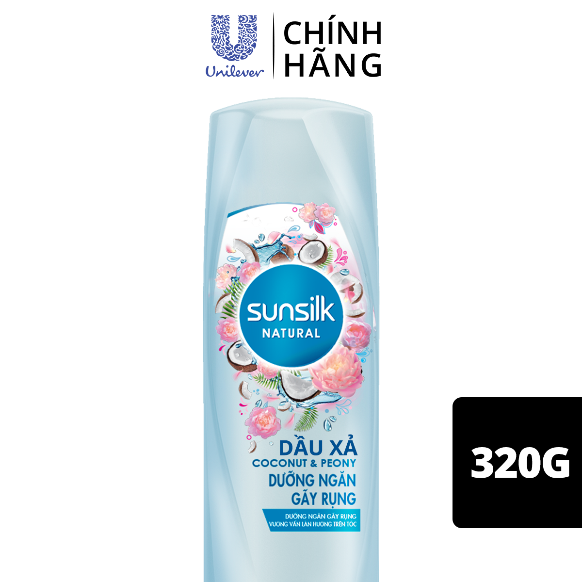 Dầu xả Sunsilk Dưỡng Ngăn Gãy Rụng 320gr dành cho tóc gãy rụng với dưỡng chất thiên nhiên hạnh nhân &amp; hoa nhài