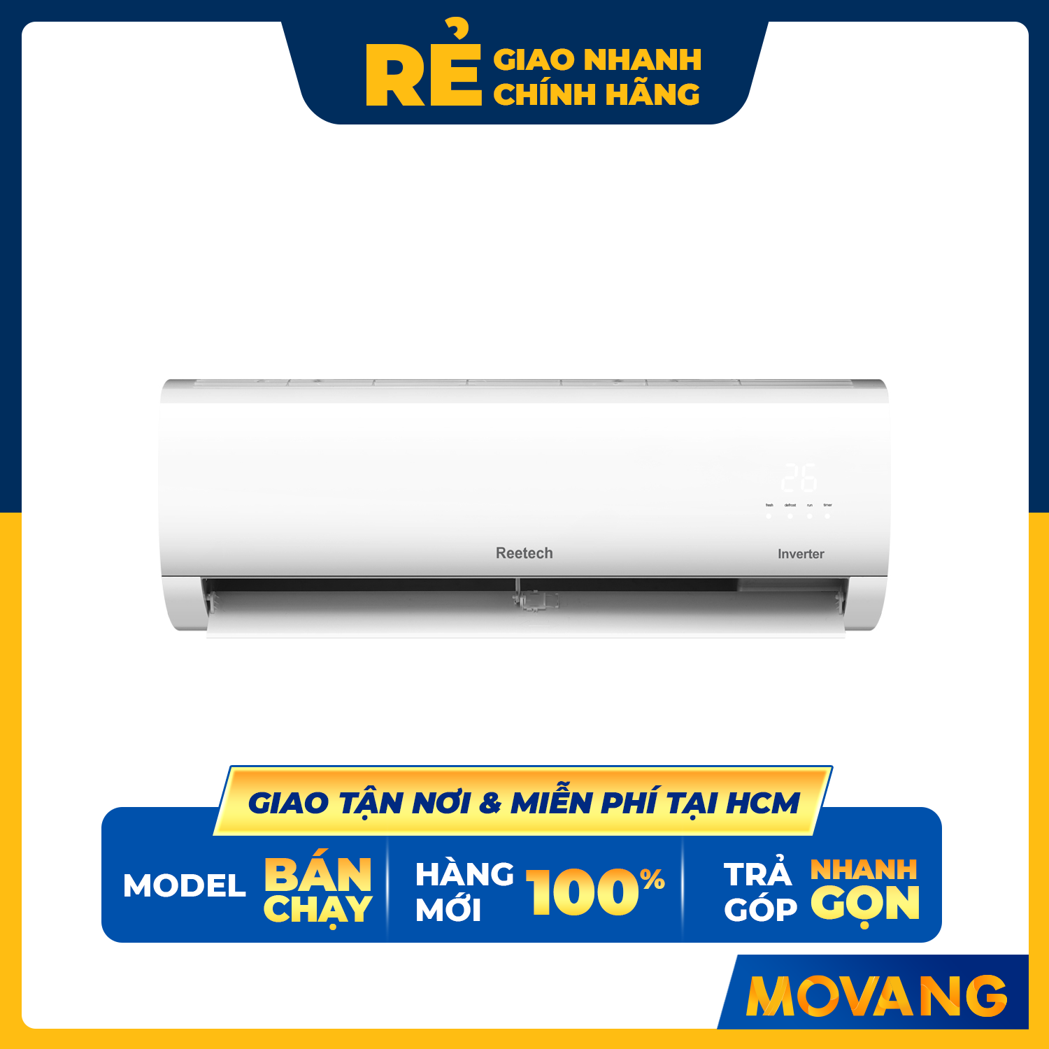 Máy lạnh Reetech inverter 1.5 HP RTV12-BK-BT - Hàng chính hãng - Chỉ giao tại HCM