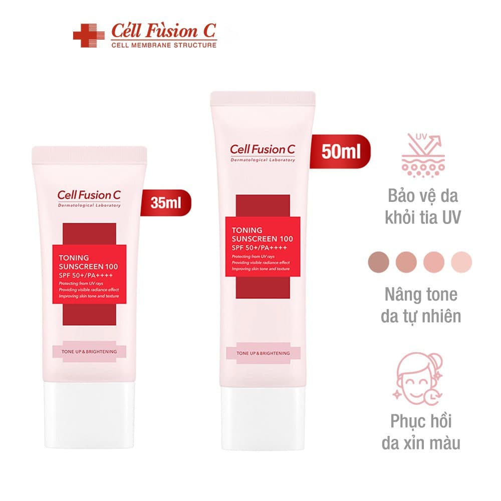 Kem chống nắng Cell Fusion C Hàn Quốc Giúp nâng tông, bảo vệ da khỏi tia UV, phục hồi da xỉ màu và không bết dính - QuaTangMe Extaste - 2ml - tuýt