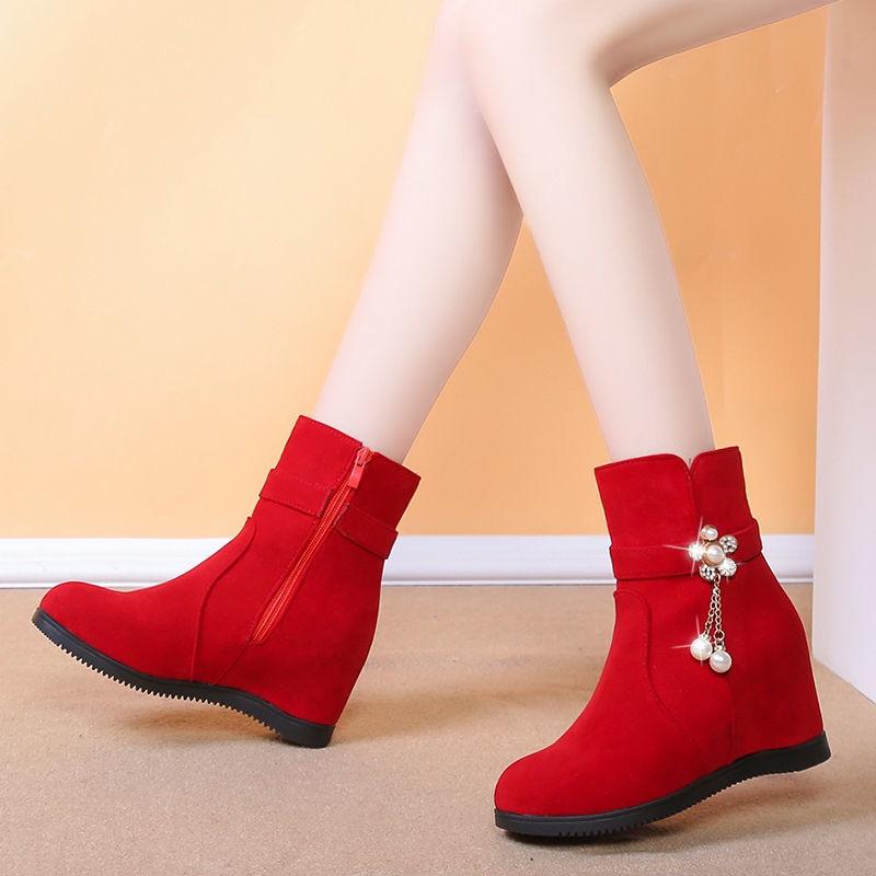 Đôi bốt gót vuông khóa kéo bên thời trang thu đông Hàn Quốc mới cho nữ