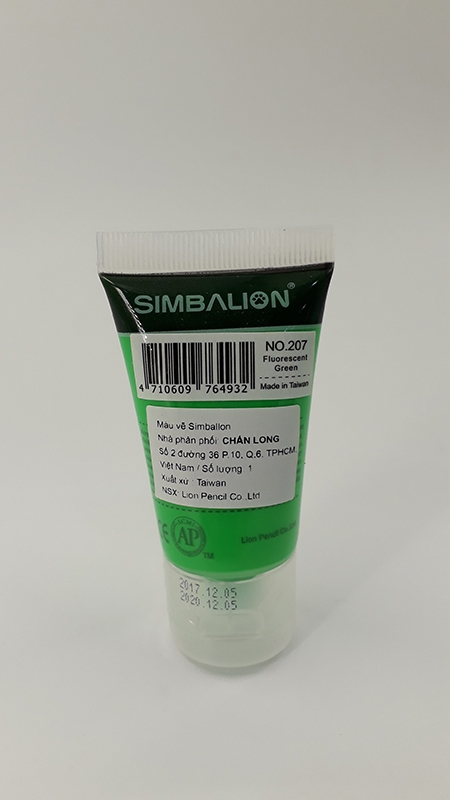 Màu Vẽ Simbalion Acrylic 30ml NAC30 - 207 - Xanh Lá Dạ Quang