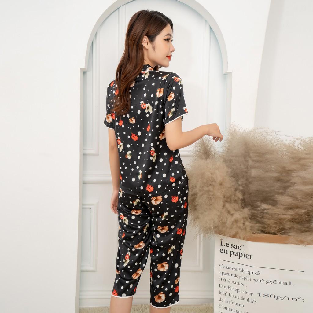 Bộ lửng mặc nhà nhiều màu cổ B Hoa Việt