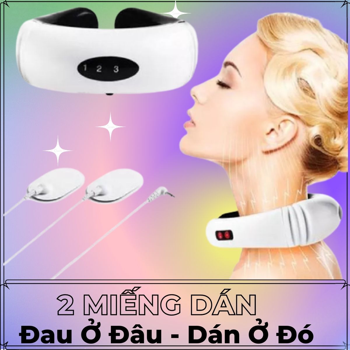 Máy Massage Cổ Vai Gáy 3D Thông Minh Sử Dụng Xung Điện Trị Liệu Kèm 2 Miếng Dán Giúp Giảm Đau Mỏi Mọi Vị Trí