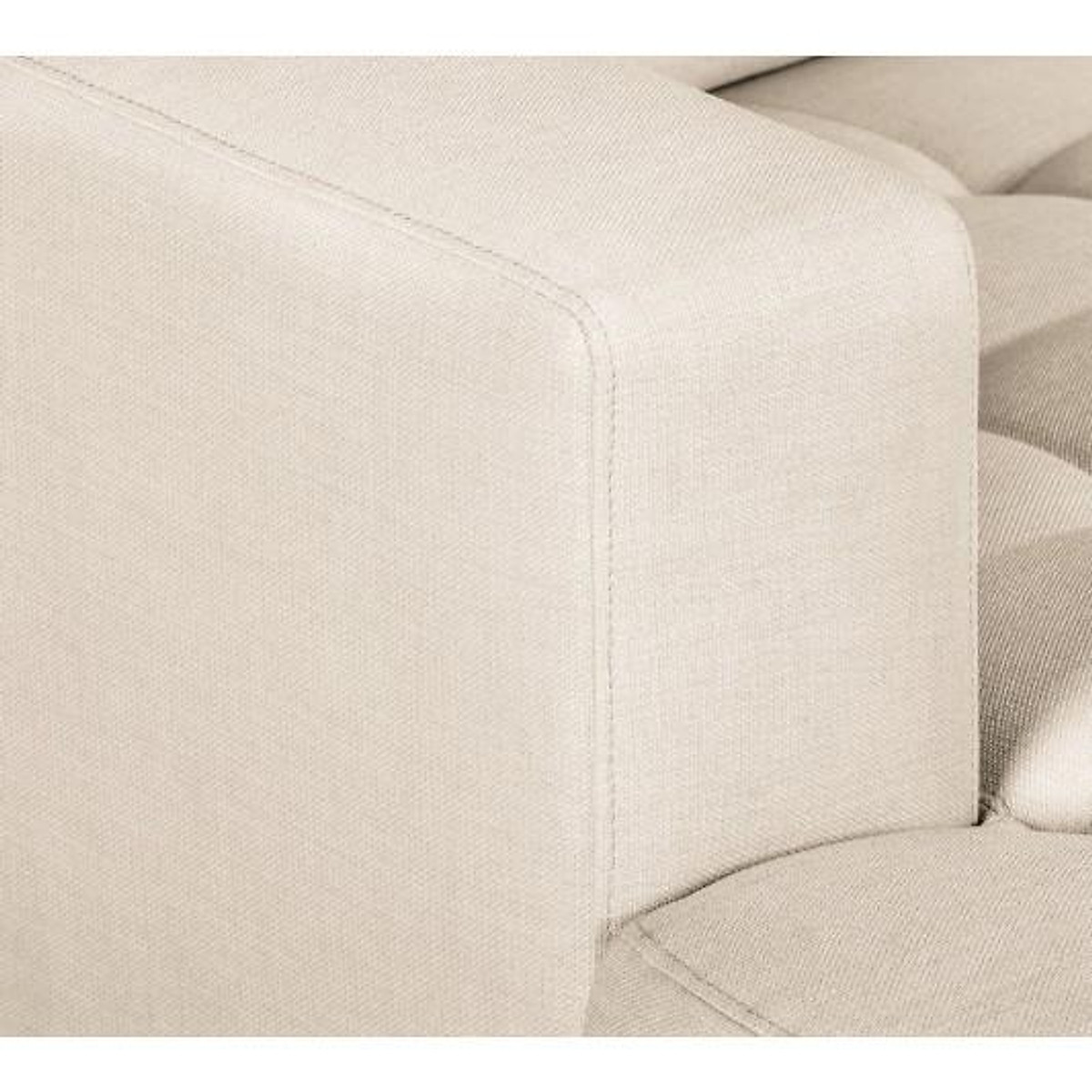 Sofa da góc L Tundo 2m5 x 1m6 màu kem nhạt nệm rút