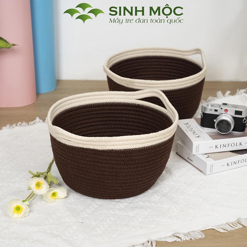 Giỏ cotton cao cấp, giỏ xuất khẩu, giỏ đựng đồ, đựng quần áo, đựng đồ cá nhân Sinh Mộc - M1033