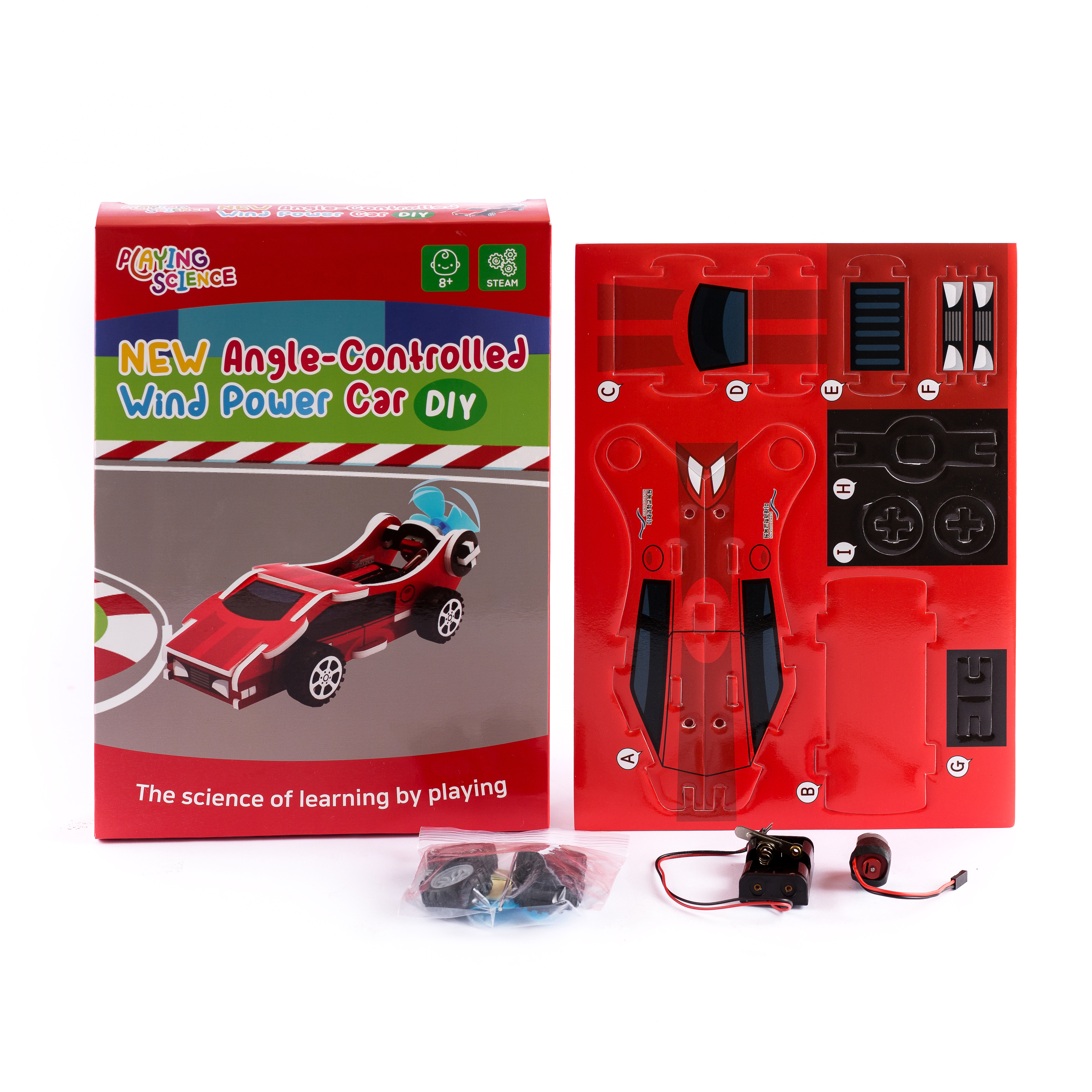 Đồ chơi khoa học STEAM XE ĐÀN HỒI (Rubber Band Elasticity Car) - Playing Science Hàn Quốc - Loại tự lắp ráp dành cho học sinh tiểu học phù hợp cả nam và nữ