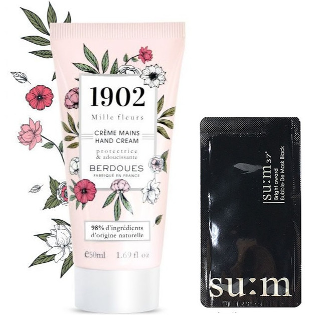 Kem Dưỡng Da Tay Berdoues 1902 Mille Fleurs Hands Cream (50ml) + Tặng kèm 1 mặt nạ sủi bọt thải độc da S:um 37 Đen