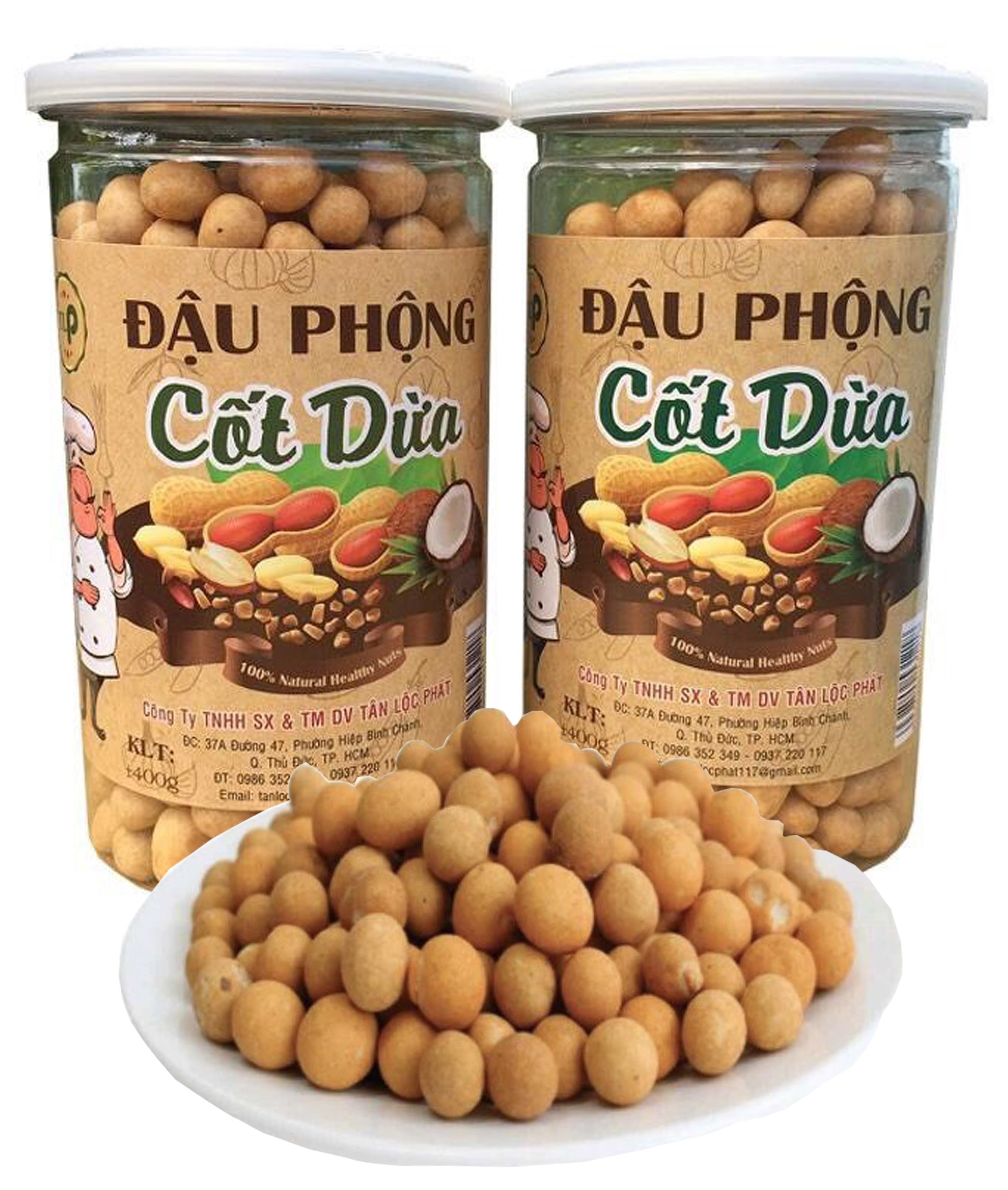 ĐẬU PHỘNG CỐT DỪA TÂN LỘC PHÁT COMBO 1KG - MỖI HŨ 500G