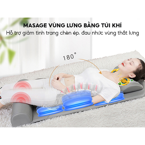 Nệm (Máy) Massage Toàn Thân Nikio NK-152 - Dòng Cao Cấp Có Gối Matxa Cổ Vai Gáy, Mát Xa Đa Năng Với Công Nghệ Xoa Bóp Con Lăn, Rung Và Túi Khí Nâng Đỡ Kéo Giãn Cột Sống - Mát Xa Thư giãn, Giảm Stress, Giảm Đau Mỏi Cổ, Lưng, Mông, Chân