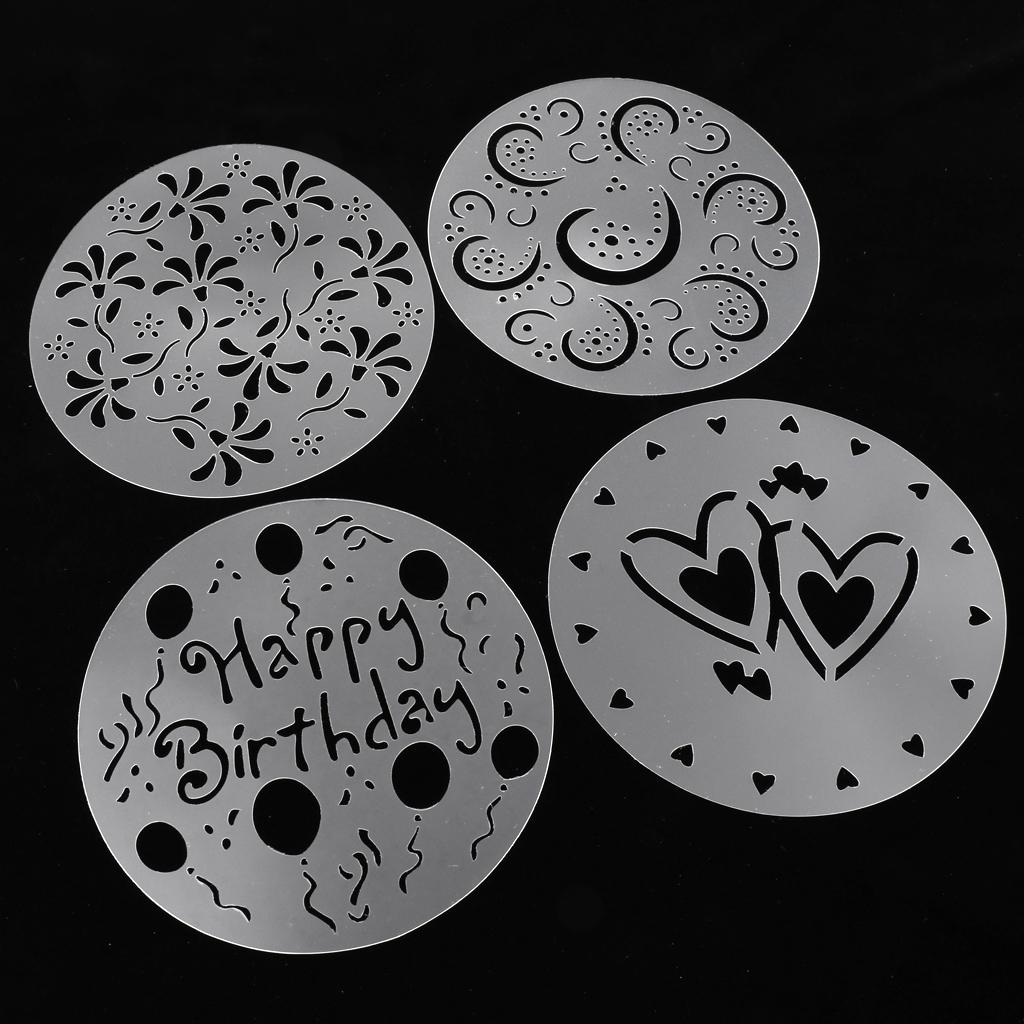 4 Pieces Cake Spray Mold, Craft Cake Decorating Coffee Bakery Stencils