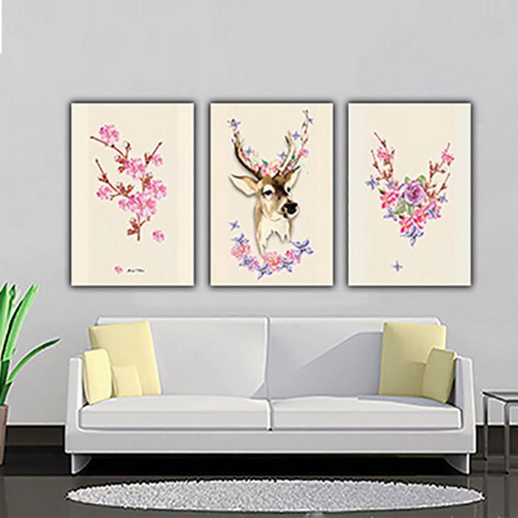 Tranh bộ ba treo tường phong cách hiện đại -tặng kèm đinh 3 chân
