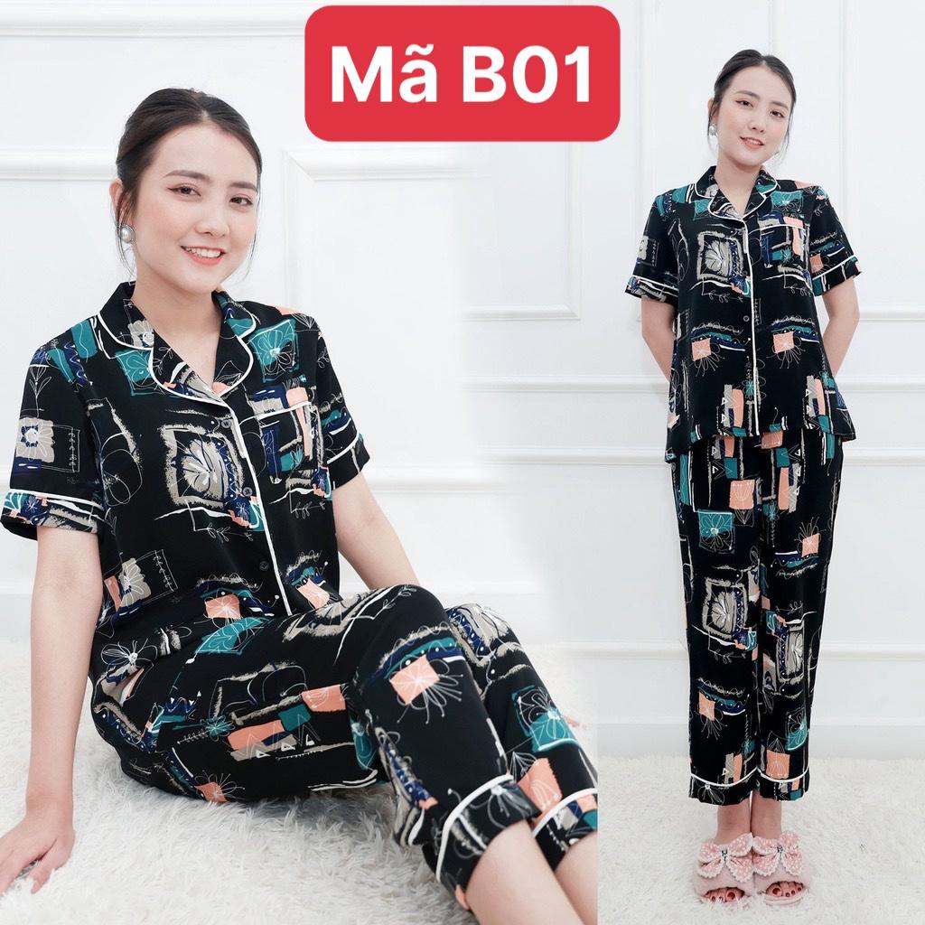 Bộ đồ ngủ lụa pyjama nữ quần dài, chất lụa cao cấp Loại 1, Đồ mặc ở nhà Kiểu Pijama thoải mái trẻ trung có đủ size