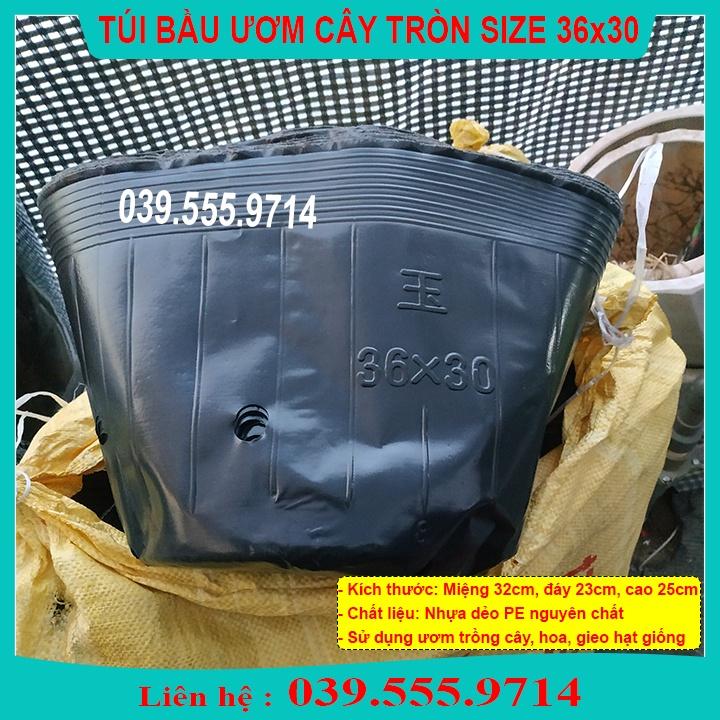Túi Bầu Đen Ươm Cây Tròn Size 36x30 Tái Sử Dụng Nhiều Lần, CHỊU NHIỆT TỐT