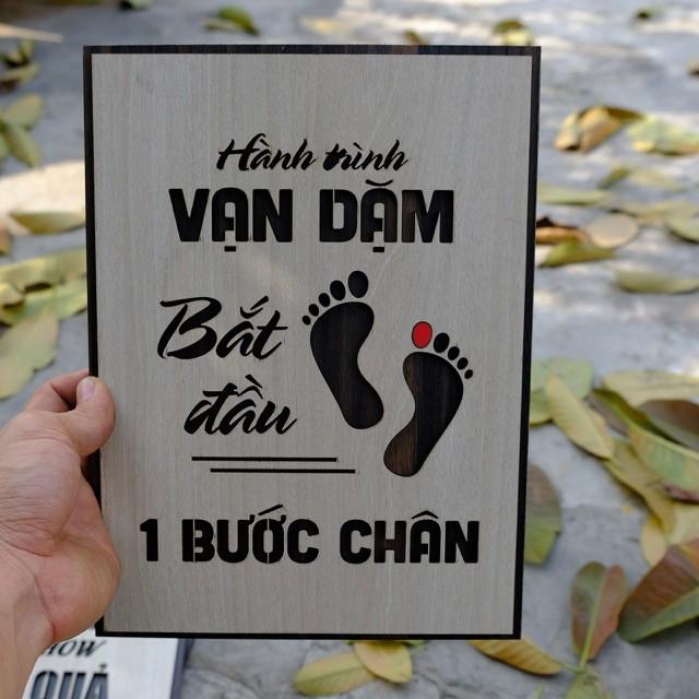 Tranh gỗ treo tường - Hành trình vạn dăm bắt đầu bằng 1 bước chân - CRN -01